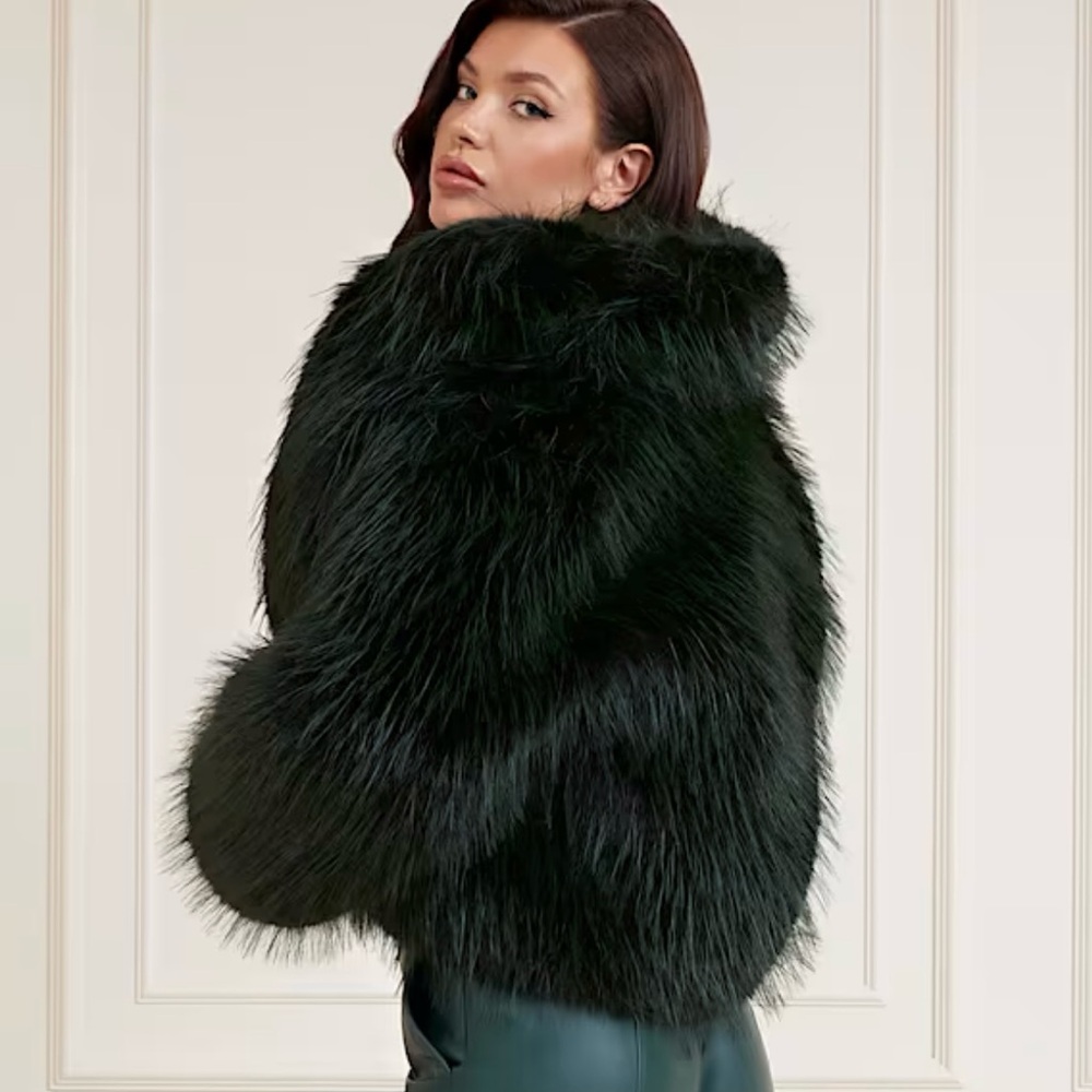 Marciano by GUESS faux fur green jacket